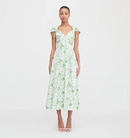 Elegant Floral Deep - V Maxi Dress