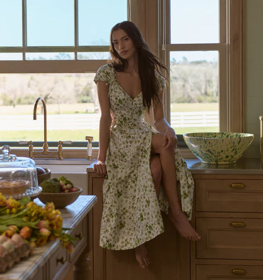 Elegant Floral Deep - V Maxi Dress
