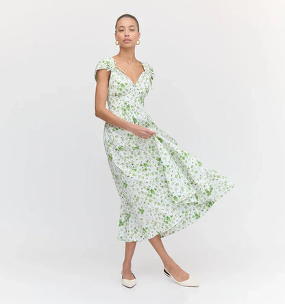 Elegant Floral Deep - V Maxi Dress