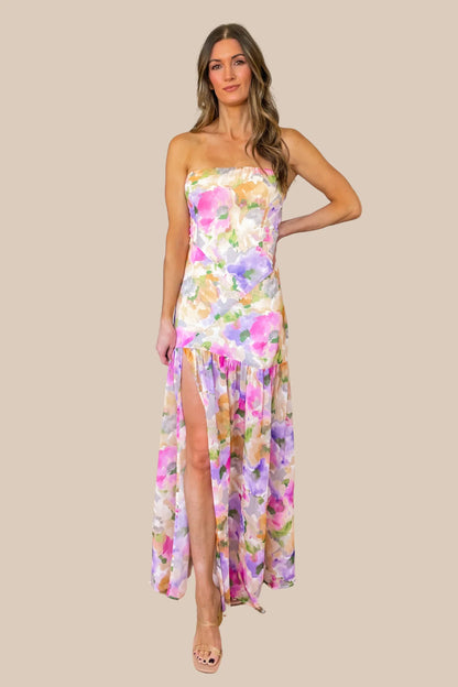 Strapless Floral Maxi Dress