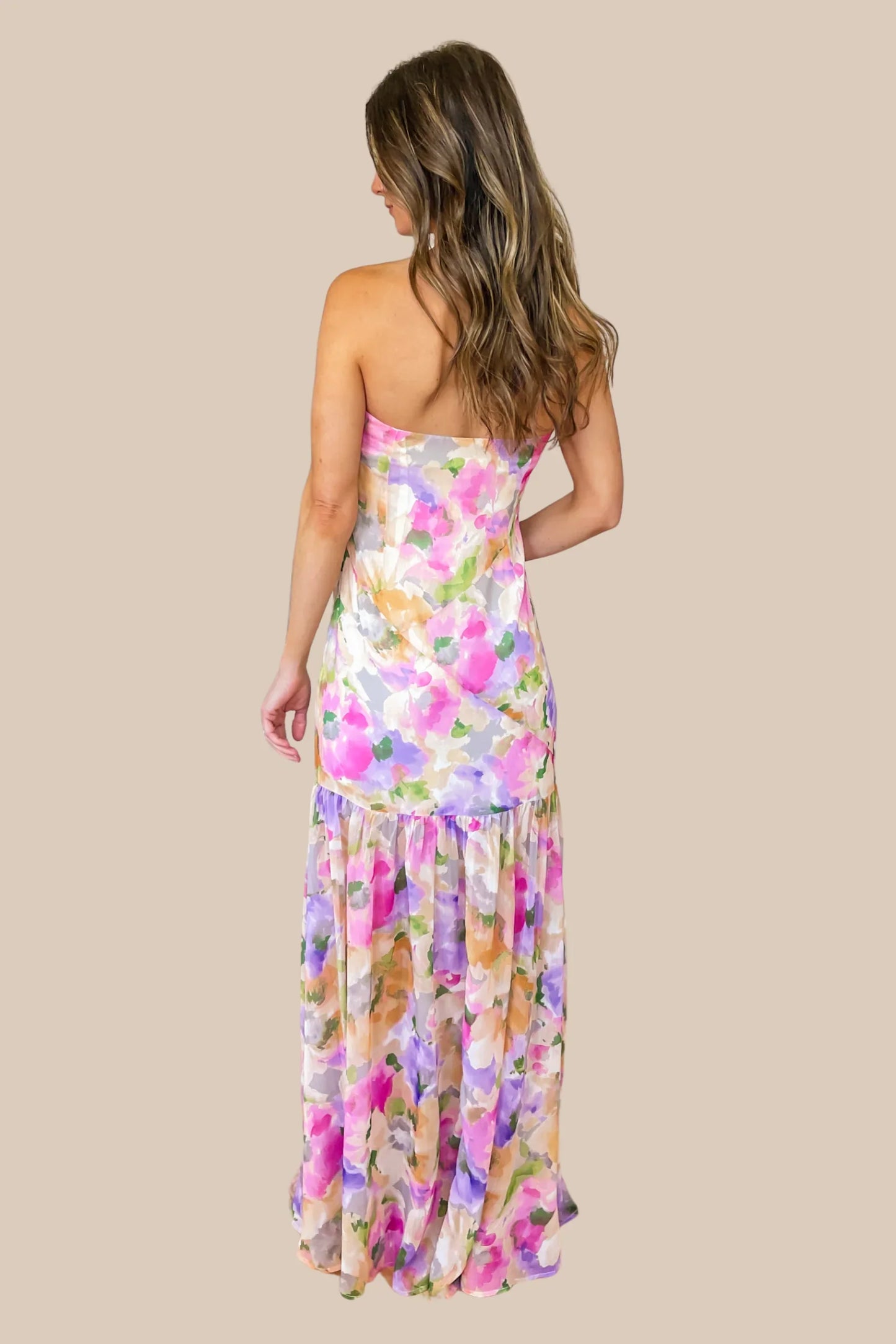 Strapless Floral Maxi Dress