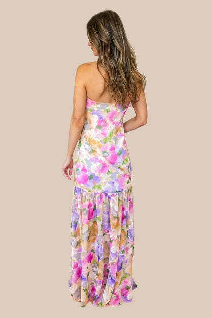Strapless Floral Maxi Dress